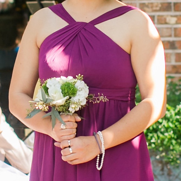 Burgundy Chiffon Halter Dress - Size 12 or 14 - Picture 7 of 7